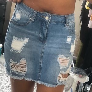 Distressed Denim Mini Skirt